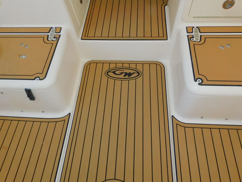 Slide: The Image of Grady-White Gulfstream 232 boat deck, 2012 model, with wood finish. - 13