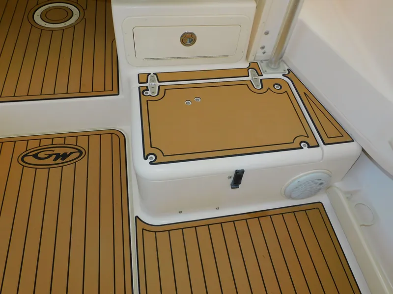 Slide: The Image of Grady-White Gulfstream 232 boat deck, 2012 model, with wood finish. - 14