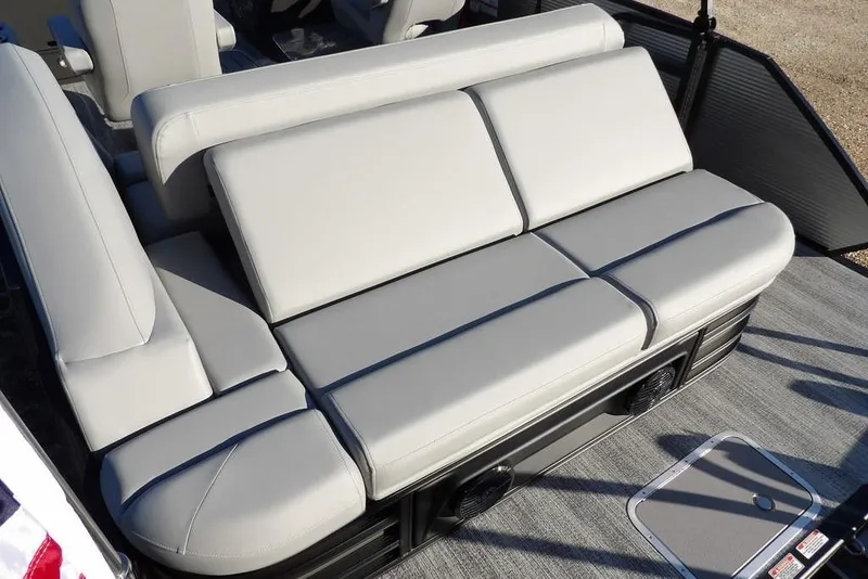 Slide: The Image of 2026 Bennington M Swingback 22 MSB boat seating, featuring luxurious gray upholstery. - 32
