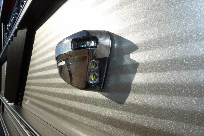 Slide: The Image of 2026 Bennington M Swingback 22 MSB exterior detail with sleek metallic finish. - 47