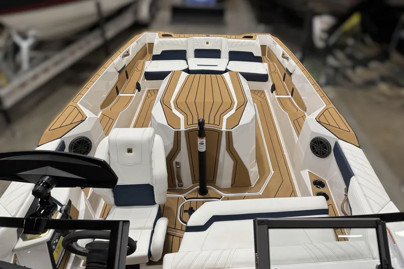Slide: The Image of 2026 Nautique Ski Nautique boat interior with sleek seating and modern design. - 24