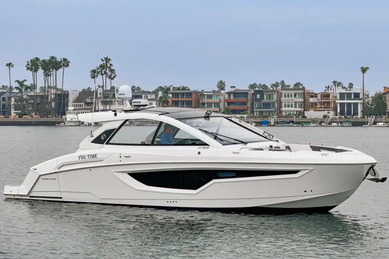 Slide: The Image of Luxurious interior of 2022 Cruisers 42 GLS yacht with sleek seating and modern design. - 15