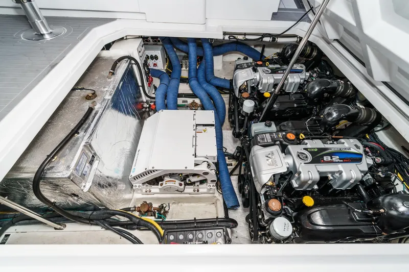 Slide: The Image of Luxury yacht interior with kitchenette, 2022 Cruisers 42 GLS, featuring sleek design and ocean view. - 45