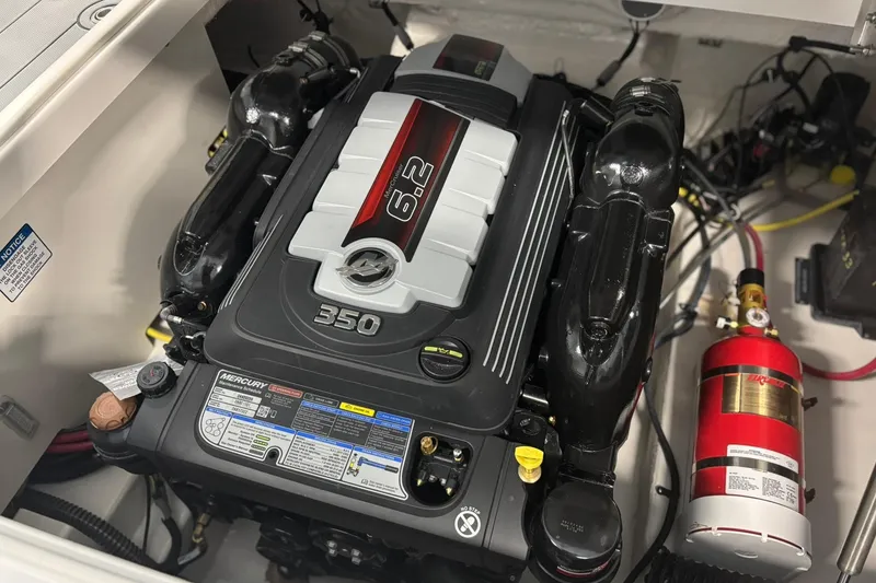 Slide: The Image of Engine compartment of 2026 Chaparral SSX 6 with Mercury 6.2L 350 HP engine. - 38