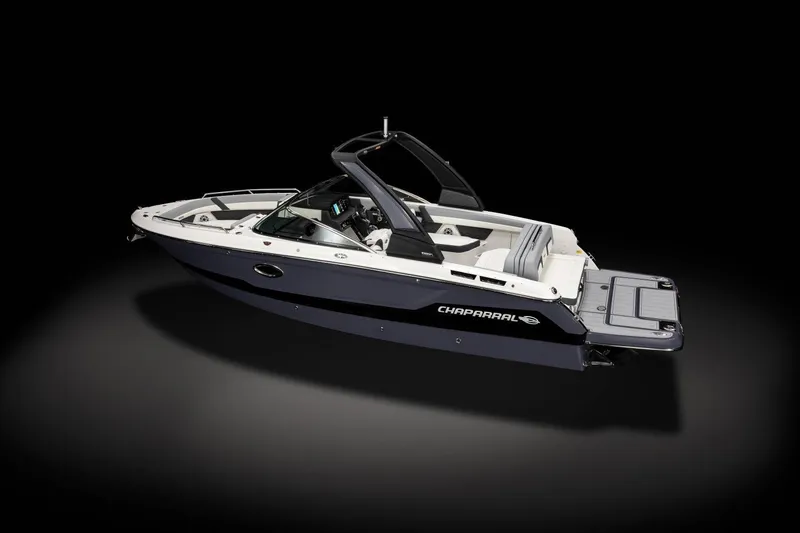 Slide: The Image of 2026 Chaparral SSX 6 boat with sleek deck design and comfortable seating. - 9