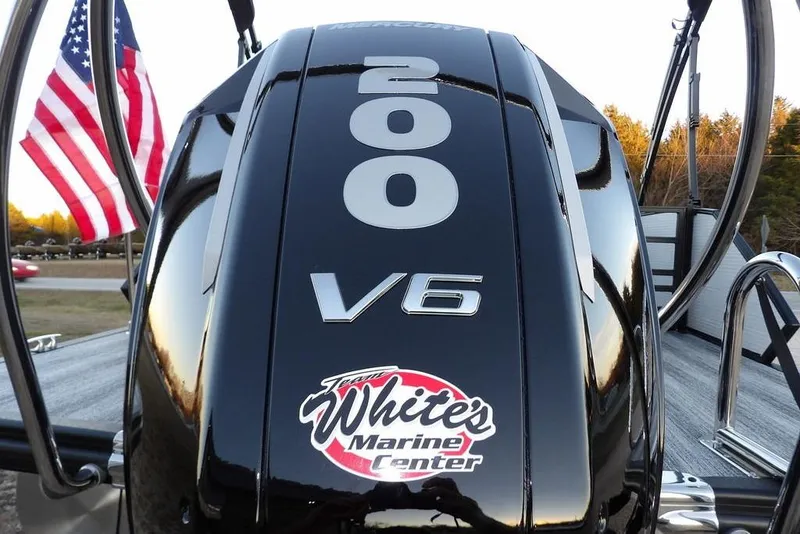 Slide: The Image of Close-up of a 200 V6 engine on a 2026 Bennington M Swingback 22 MSB boat. - 45