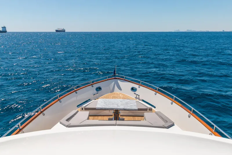 Slide: The Image of Bow view of 2012 Lazzara Breeze yacht cruising on open sea. - 41