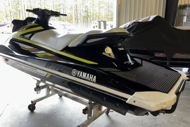 Slide: The Image of 2019 Yamaha WaveRunner VX Deluxe jet ski in a garage setting. - 5