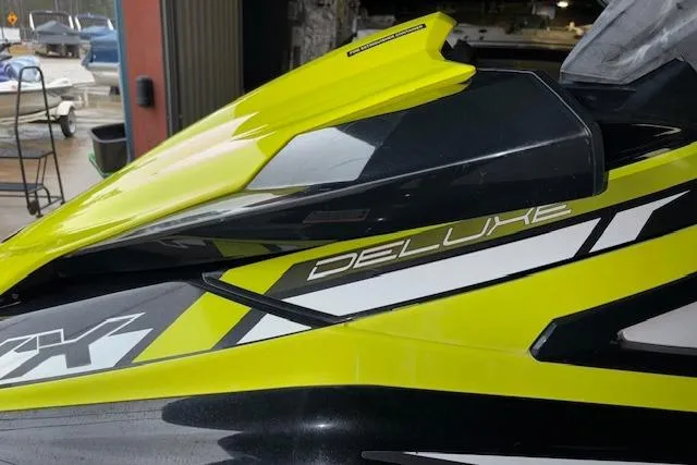 Slide: The Image of 2019 Yamaha WaveRunner VX Deluxe in vibrant yellow and black design. - 8