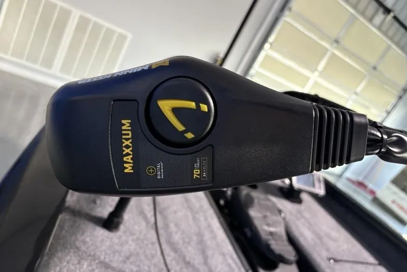 Slide: The Image of Trolling motor control on 2026 Tracker Pro Team 175 boat, featuring Maxxum branding. - 6