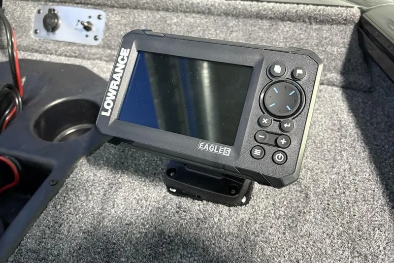 Slide: The Image of Lowrance Eagle 5 fish finder on 2026 Tracker Pro Team 175 boat dashboard. - 8