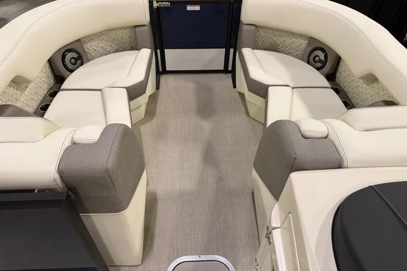 Slide: The Image of Luxurious interior of 2026 Alera M23L boat with plush seating and modern design. - 6