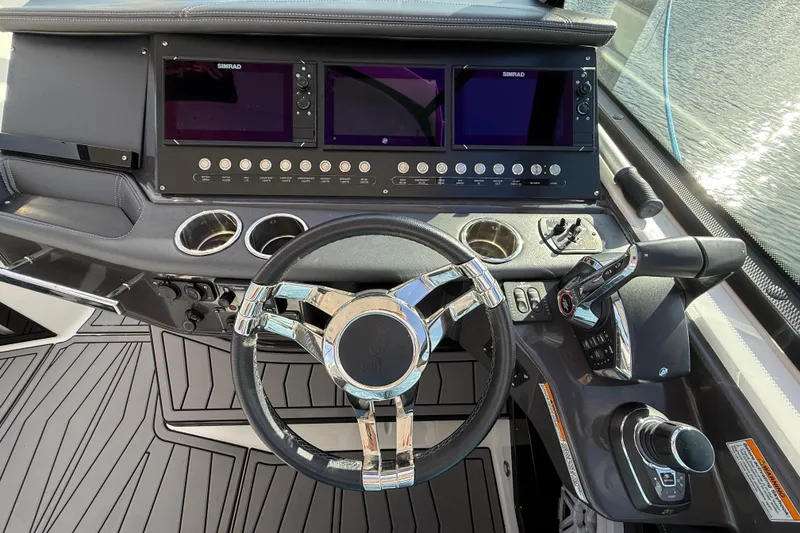 Slide: The Image of 2022 Monterey 385SS Super Sport dashboard with steering wheel and control panels. - 47