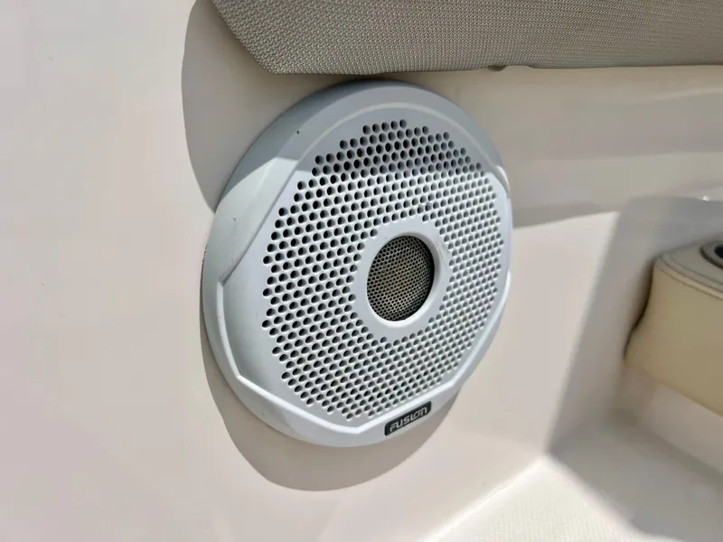 Slide: The Image of Speaker on 2019 Regal 26 XO boat, featuring Fusion audio system. - 40