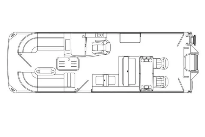 Slide: The Image of 2026 Premier 250 Solaris RS pontoon boat in a garage setting. - 11