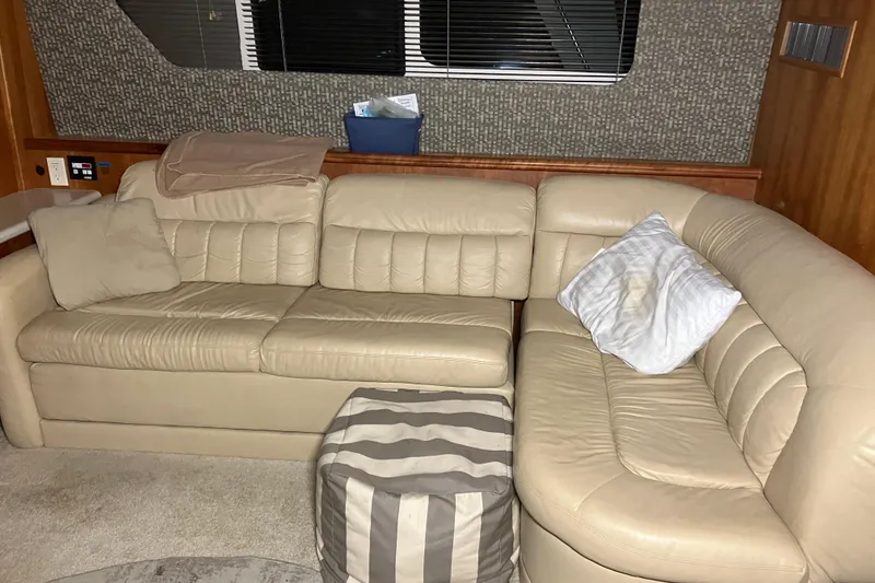 Slide: The Image of Beige leather sofa in 2002 Silverton 39 Motor Yacht interior. - 28