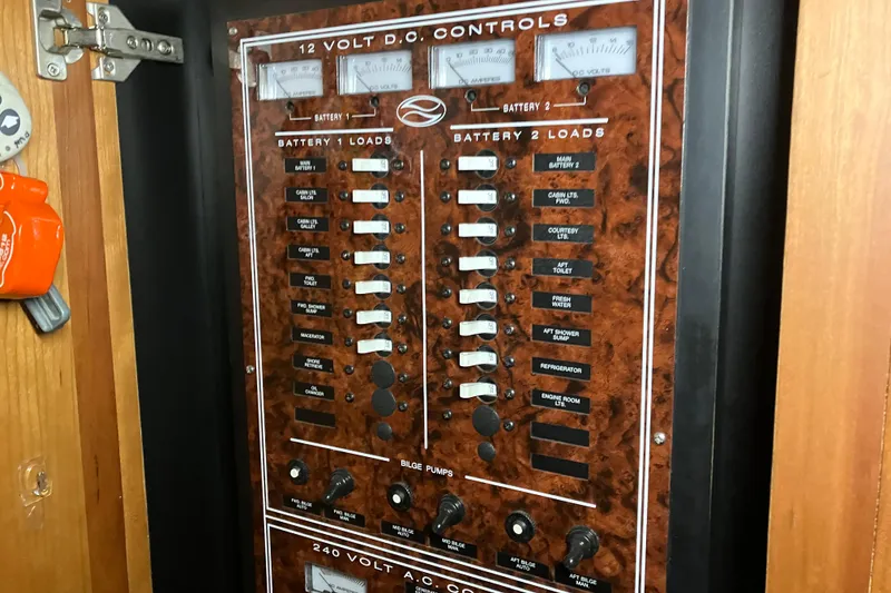 Slide: The Image of Electrical control panel on a 2002 Silverton 39 Motor Yacht. - 32