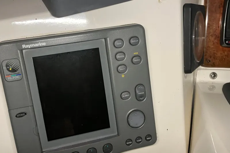 Slide: The Image of Raymarine Pathfinder RL70C display on 2002 Silverton 39 Motor Yacht dashboard. - 16
