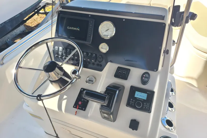 Slide: The Image of Control panel of 2023 Bulls Bay 2000 boat with Garmin navigation system. - 15