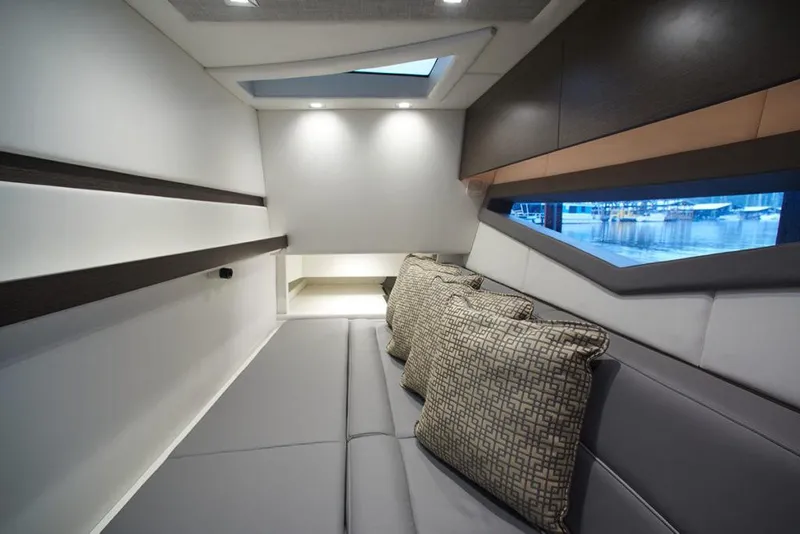 Slide: The Image of 2021 Cobalt A36BR boat controls and dashboard with modern design elements. - 13