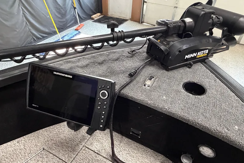 Slide: The Image of 2023 Alumacraft Competitor 185 Tiller with Minn Kota Terrova and Humminbird Helix 10. - 18