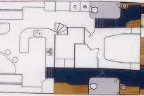 Slide: The Image of Floor plan of a 2002 Wright Catamaran C50 Pilot House Power Catamaran. - 4