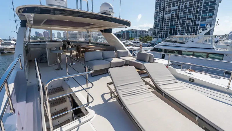Slide: The Image of Luxurious 2024 Absolute 68 NAVETTA yacht with spacious sun deck and modern amenities. - 32