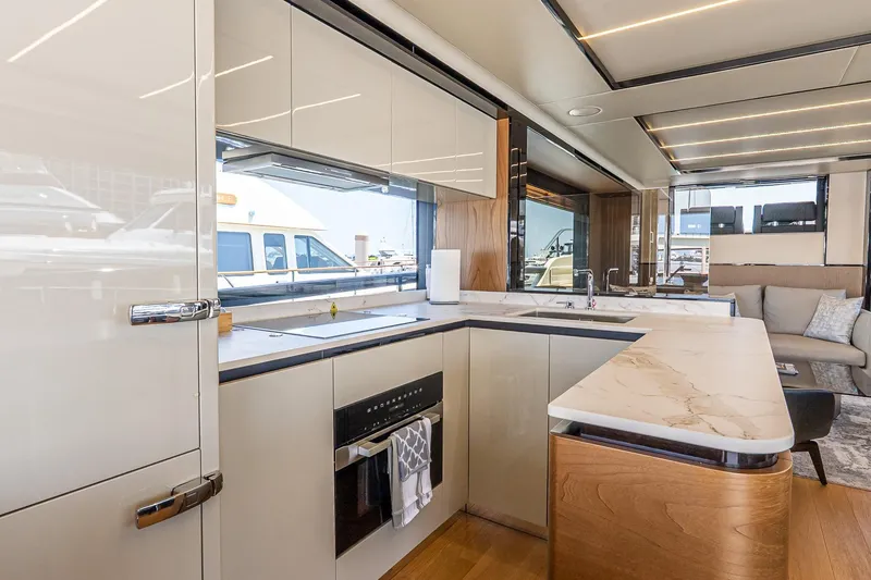 Slide: The Image of Luxurious kitchen interior of 2024 Absolute Navetta 68 yacht with modern design and amenities. - 39