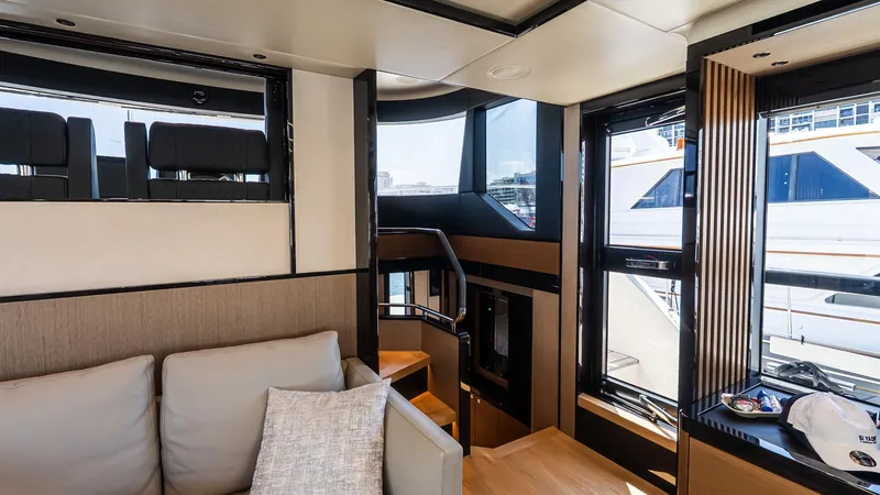 Slide: The Image of Luxurious interior of 2024 Absolute 68 NAVETTA yacht with modern design and comfortable seating. - 51