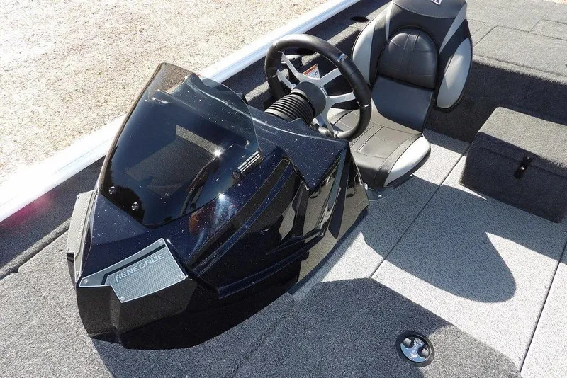 Slide: The Image of 2026 Lund 1875 Renegade boat interior with steering console and seat. - 24