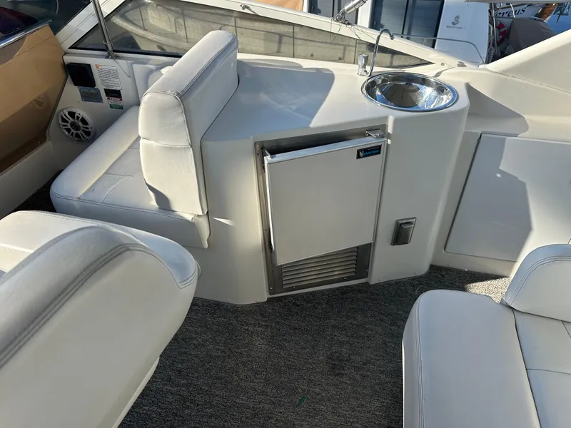 Slide: The Image of Interior of 2004 Carver 396 Motor Yacht with helm console. - 35