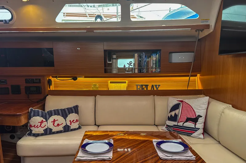 Slide: The Image of Luxurious interior of 2022 Catalina 385 yacht with wood finishes and modern amenities. - 34