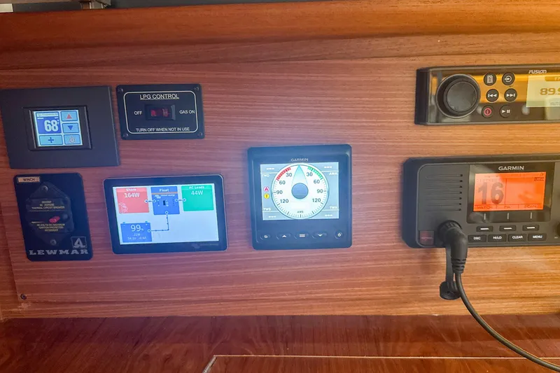 Slide: The Image of Electrical panel with wiring and components in a 2022 Catalina 385 boat. - 57