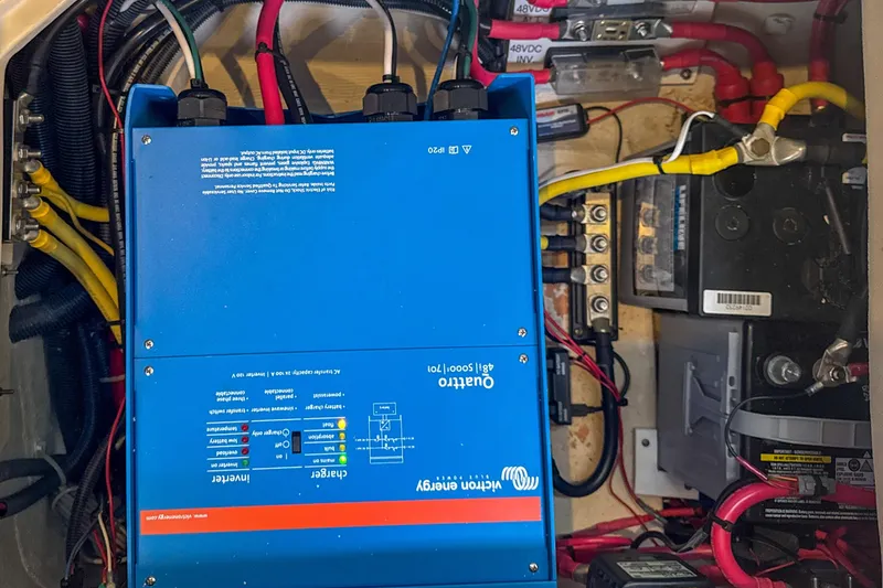 Slide: The Image of Close-up of a Furlex 304S furling system on a 2022 Catalina 385 sailboat. - 65