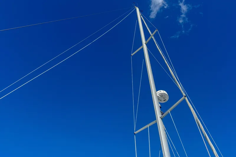 Slide: The Image of Anchor locker of 2022 Catalina 385 sailboat with ropes and chain. - 67