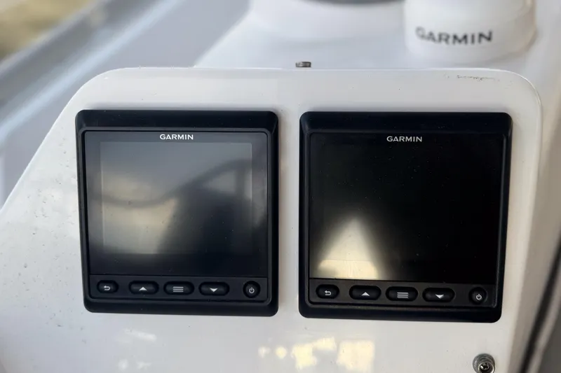 Slide: The Image of Catalina 385 yacht (2022) with Bose speaker, docked at marina. - 70