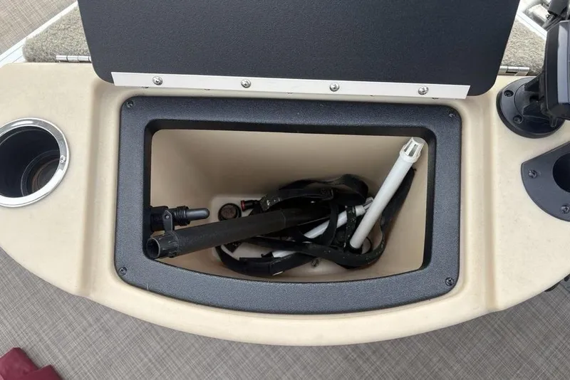 Slide: The Image of Storage compartment on a 2019 Sun Tracker Fishin' Barge 20 DLX boat. - 29