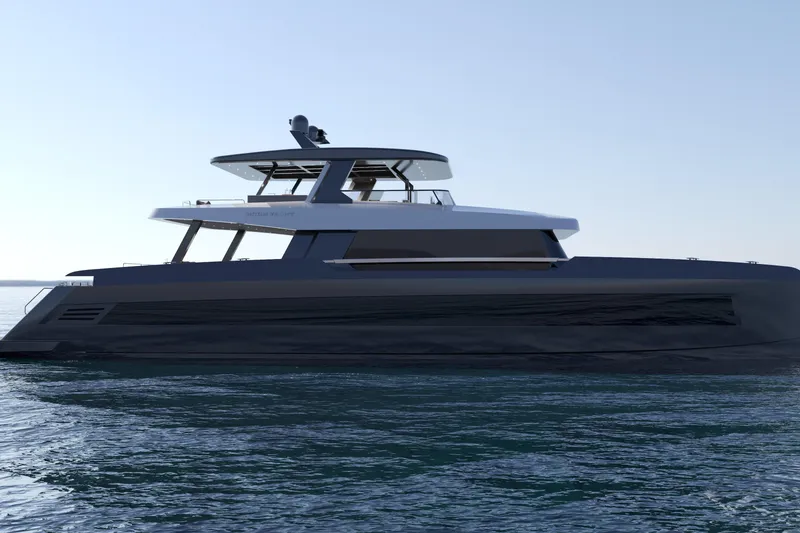 Slide: The Image of Futuristic 2027 Moon 9ty yacht on calm ocean waters. - 13