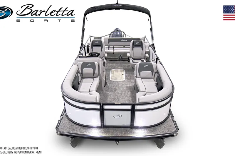 Slide: The Image of 2026 Barletta ARIA 22UC pontoon boat with luxurious seating and sleek design. - 6