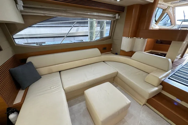Slide: The Image of Luxurious interior of 2013 Azimut Fly 53 yacht with cream leather seating. - 23
