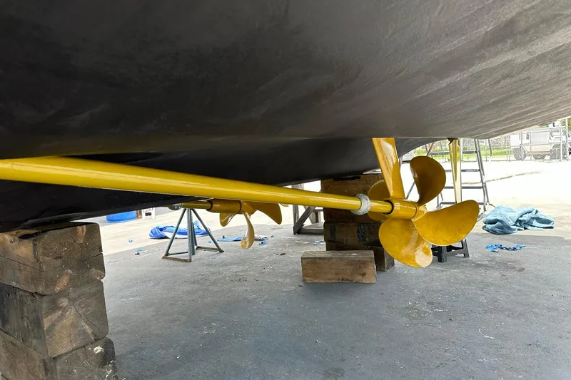 Slide: The Image of Underwater view of 2013 Azimut Fly 53 yacht propeller and shaft on dry dock. - 35