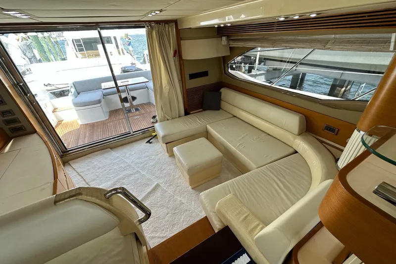 Slide: The Image of Luxurious interior of 2013 Azimut Fly 53 yacht with elegant seating and large windows. - 71