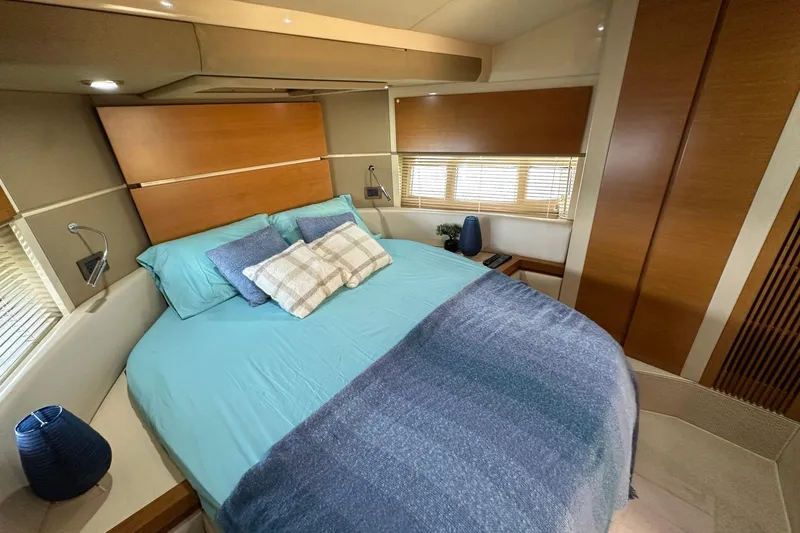 Slide: The Image of Luxurious bedroom interior of 2013 Azimut Fly 53 yacht with modern decor. - 79