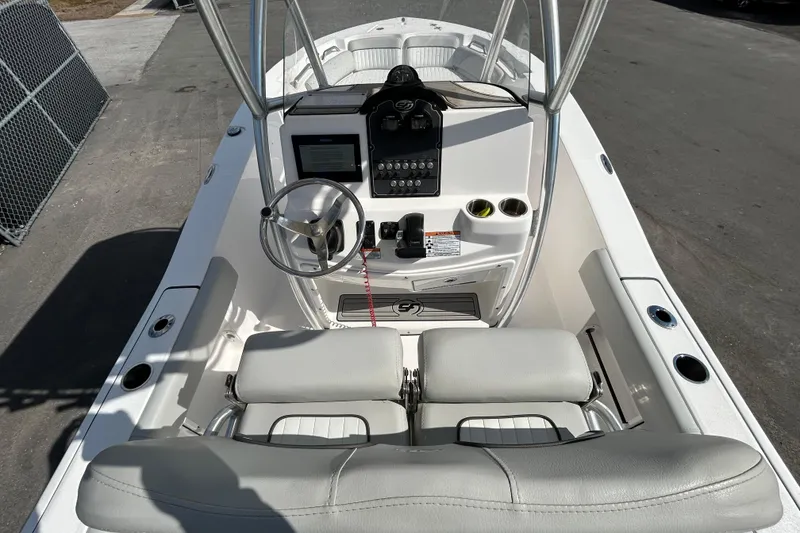 Slide: The Image of 2022 Sea Fox 206 Commander boat interior with steering console and seating. - 18