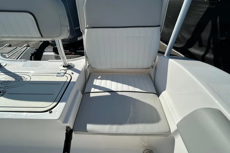 Slide: The Image of 2022 Sea Fox 206 Commander boat seat with white upholstery and sleek design. - 42