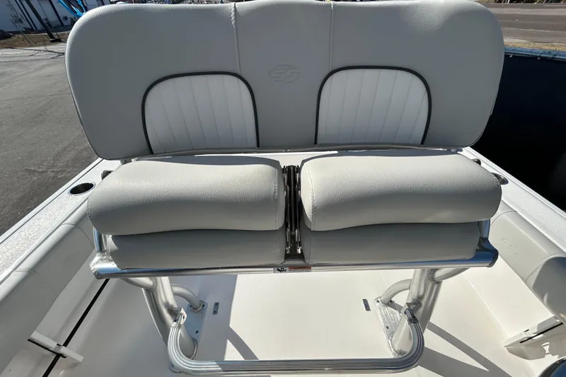 Slide: The Image of 2022 Sea Fox 206 Commander boat seat with cushioned backrest and sleek design. - 46