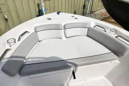 Slide: The Image of 2022 Sea Fox 206 Commander boat with Yamaha engine on a trailer under a blue sky. - 7