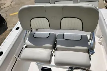 Slide: The Image of 2022 Sea Fox 206 Commander boat on trailer under blue sky. - 9