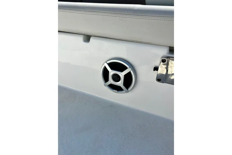 Slide: The Image of 2019 Hurricane SunDeck Sport 201 OB boat speaker and seating detail. - 38