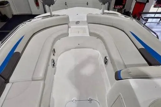 Slide: The Image of 2019 Hurricane SunDeck Sport 201 OB boat interior with spacious seating and modern design. - 7